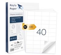 Raylu Paper ® - White Self-Adhesive Paper Labels for Printing, A4 Sheets for Inkjet Printers, Laser and Copiers, 40 Labels per Sheet (52 x 30 mm)