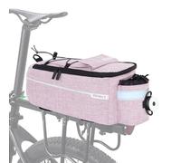 RAYMACE Bike Trunk Cooler Bag with Tail Light,Bicycle Rear Rack Bag Insulated Storage 8L,Pannier Bag (Pink)