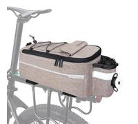 RAYMACE Bike Trunk Cooler Bag With Tail Light,Bicycle Rear Rack Bag Insulated Storage 8L,Pannier Bag (Beige)