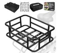 RAYMACE Rear Rack Bike Basket with Cargo Net and Liner Large Bicycle Basket Perfect Mount for Electric Bike, Black