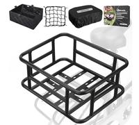 RAYMACE Rear Rack Bike Basket with Cargo Net and Liner Large Bicycle Basket Perfect Mount for Electric Bike