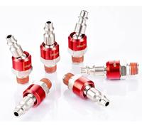 RayMagic Industrial-Grade 1/4" Swivel Air Plug, 6-Pack 360° Swivel Steel Red Electrophoresis Plug, 1/4-Inch NPT Male Pre-Coated 18-Threads, Air Hose Fittings(Red)