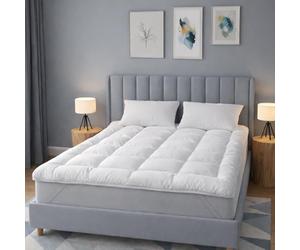 Rayman King Size Mattress Topper - 10cm Extra Deep Thick Quilted Bed Topper | Ultra Soft & Supportive, Breathable Hypoallergenic Filling with Elasticated Straps | Hotel Quality UK - 150 x 200 CM