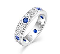 Raymard Celtic Trinity Knot 925 Sterling Silver Promise Rings for Men, 3A Cubic Zirconia/Black Spinel/Sapphire/Tiger's Eyes/Turquoise, Irish Band Rings for Anniversary Engagement, Size 7-12, Sterling