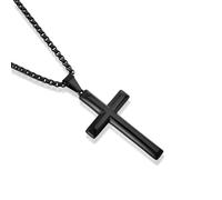 Raymard Classic Cross Necklace for Men, 316L Stainless Steel High Polished Christian Pendant Jewelry for Men, 24" Rolo Chain Religious Jewelry, Stainless Steel, No Gemstone