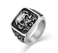 Raymard Skull Rings for Men - Punk Skeleton Biker Rings for Men - Premium Stainless Steel, Stainless Steel, No Gemstone