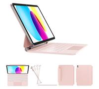 RAYMCRAFT for iPad 10th Generation Case with Keyboard, Magic-Style Keyboard Stand, Springy Backlit Keys, Stain-Resistant Surface, Multi-Touch Trackpad, Keyboard Case for iPad 10th Gen 10.9" 2022,Pink