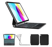 RAYMCRAFT for iPad 10th Generation Case with Keyboard, Magic-Style Keyboard Stand, Springy Backlit Keys, Stain-Resistant Surface, Multi-Touch Trackpad, Keyboard Case for iPad 10th Gen 10.9" 2022,Black