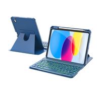 RAYMCRAFT for iPad 11th(A16, 2025)/10th Generation Case with Keyboard, 360° Rotatable Case & Detachable Backlit Keyboard, Precision Cutouts and Pen Holder for iPad A16 11''/10th 10.9'', Navy