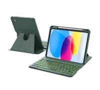 RAYMCRAFT for iPad 11th(A16, 2025)/10th Generation Case with Keyboard, 360° Rotatable Case & Detachable Backlit Keyboard, Precision Cutouts and Pen Holder for iPad A16 11''/10th 10.9'', Olive Drab