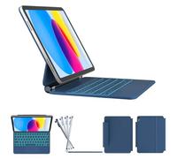 RAYMCRAFT for iPad 11th (A16, 2025)/10th Generation Case with Keyboard, Magic Keyboard 2022, Springy Backlit Keys, Stain-Resistant Surface, Multi-Touch Trackpad, Steel Blue