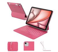 RAYMCRAFT for iPad Air 11 inch Case with Keyboard (M4/M3/M2, 2026/2025/2024), iPad Pro 11 (4th/3rd/2nd/1st Gen) & Air 5/4th Magic Keyboard Case, Backlit, Multi-Touch Trackpad, Hot Pink