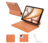 RAYMCRAFT for iPad Air 11 inch Case with Keyboard (M4/M3/M2, 2026/2025/2024), iPad Pro 11 (4th/3rd/2nd/1st Gen) & Air 5/4th Magic Keyboard Case, Backlit, Multi-Touch Trackpad, Orange