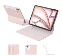 RAYMCRAFT for iPad Air 11-inch (M3 2025 / M2 2024) & iPad Pro 11 inch(1st/2nd/3rd/4th Gen), Magic Keyboard for Air 4/5 10.9", Springy Backlit Keys, Stain-Resistant Surface, Multi-Touch Trackpad, Pink