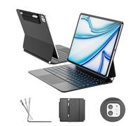 RAYMCRAFT for iPad Air 13 inch Case with Keyboard (M3,2025 / M2,2024), iPad Pro 12.9 (6th/5th/4th/3rd Gen) Magic Keyboard, Springy Backlit Keys, Stain-Resistant Surface, Multi-Touch Trackpad, Black