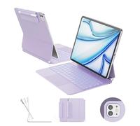 RAYMCRAFT for iPad Air 13 inch Case with Keyboard (M3,2025 / M2,2024), iPad Pro 12.9 (6th/5th/4th/3rd Gen) Magic Keyboard, Springy Backlit Keys, Stain-Resistant Surface, Multi-Touch Trackpad, Purple