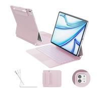 RAYMCRAFT for iPad Air 13 inch Case with Keyboard (M3,2025 / M2,2024), iPad Pro 12.9 (6th/5th/4th/3rd Gen) Magic Keyboard, Springy Backlit Keys, Stain-Resistant Surface, Multi-Touch Trackpad, Pink