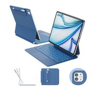 RAYMCRAFT for iPad Air 13-inch Case with Keyboard (M3,2025 / M2,2024), iPad Pro 12.9 (6th/5th/4th/3rd) Magic Keyboard, Springy Backlit Keys, Stain-Resistant Surface, Multi-Touch Trackpad, Steel Blue