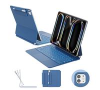 RAYMCRAFT for iPad Pro 13 inch Case with Keyboard (M4, 2024), Magic Keyboard for iPad Pro 13, Springy Backlit Keys, Stain-Resistant Surface, Multi-Touch Trackpad, Steel Blue