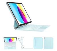 RAYMCRAFT Magnetic Keyboard Case, iPad Keyboard Case for iPad 10th Generation (2022), Easy-Set Floating Cantilever Stand, Springy Backlit Keys, Precision Multi-Touch Trackpad (Blue)