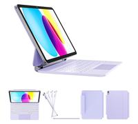 RAYMCRAFT Magnetic Keyboard Case, iPad Keyboard Case for iPad 10th Generation (2022), Easy-Set Floating Cantilever Stand, Springy Backlit Keys, Precision Multi-Touch Trackpad (Purple)