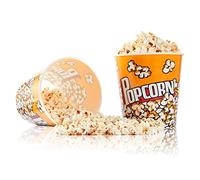 RAYMEA Plastic Popcorn Containers Retro Style Reusable Popcorn Buckets for Movie Night 7.1”x7.1”x5.1” - 2 Pack…