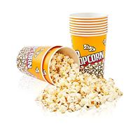 RAYMEA Popcorn Containers 32oz Retro Style Reusable Popcorn Buckets Paper Disposable Popcorn Bowls for Movie Night - 10 Pack