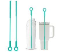 Raymeefa Extra Long Reusable Silicone Straw Cleaner, Twin Pack, Eco-friendly, Flexible, Green Straw Brush