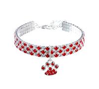 RayMinsino Pet Collar with Diamonds, Adjustable Crystal Diamond, Elastic Heart Claw Pendant, Wedding Cat and Dog, Small Pet Necklace Jewellery