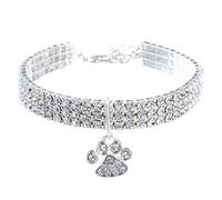 RayMinsino Pet Collar with Diamonds, Adjustable Crystal Diamond Elastic Heart Claw Pendant Wedding Cat and Dog Small Pet Necklace Jewelry