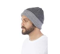 RAYMIS Reversible Alpaca Wool Hat | Alpaca Men Beanie | Warm & Soft Peruvian Hat | Unisex Alpaca Beanie | Alpaca Hat for Men, Charcoal / Grey, One size