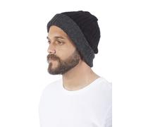 RAYMIS Reversible Alpaca Wool Hat - Warm & Soft Peruvian Unisex Beanie, Black / Charcoal, One size