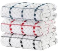 RAYMSTER Check Designed Kitchen Terry Tea Towels - Pure Cotton Assorted Colors - Super Absorbent, Machine Washable Soft Touch Kitchen Towel - Reusable & Long-Lasting - 65 x 40 cm - Pack of 6