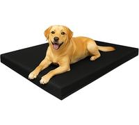 RAYMSTER Waterproof Dog Bed - (70 X 95 + 5 Cm) Large Washable Crate Mattress Pad for Dogs & Cats, Bonded Fibre Cushion with Removable Zip Cover - Indoor/Outdoor Pet Mat (Black)