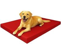 RAYMSTER Waterproof Dog Bed - (70 X 95 + 5 Cm) Large Washable Crate Mattress Pad for Dogs & Cats, Bonded Fibre Cushion with Removable Zip Cover - Indoor/Outdoor Pet Mat (Red)