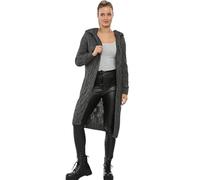 RAYMSTER Women Ladies Cardigan Cable Open Front Knitted Oversized Long Hooded Chunky Jumper Cape Top Sweater Knitwear Loose Coat - Size UK (8-16) Charcoal