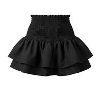 RAYMSTER Women’s High Waisted Frill Mini RARA Short Skirt - Ladies Tartan Check Pleated Mini Skirt - Women’s 80s Fancy Dress for Night Parties & Clubwear Plain Black