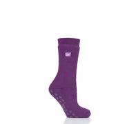 IOMI 1 Pack Thick 3.1 TOG Non Slip Thermal Slipper Socks for Raynauds - Violet - 4-8 UK