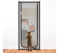 RAYNEAY Cat Screen Door, Reinforced Heavy Duty Mesh Pet Door, Mesh Screen Door Nets with Double-Sided Zipper, Prevent Cat Pet Escape, Keep Insects Out Door Curtains for Living Room, Bedroom (80x210cm)