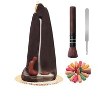 RAYNEAY Waterfall Landscape Backflow Incense Burner with 20PCS Cones, Zen Ceramic Smoke Waterfall Incense Cones Holder for Relaxation Meditation, Including Tweezers, Cleaning Brush, Incense Burner Mat