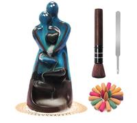 RAYNEAY Waterfall Landscape Backflow Incense Burner with 20PCS Cones, Zen Ceramic Smoke Waterfall Incense Cones Holder for Relaxation Meditation, Including Tweezers, Cleaning Brush, Incense Burner Mat