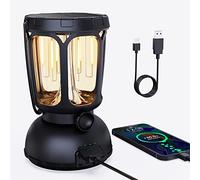 Raynic 6000 LED Camping Lantern Rechargeable, 650LM Hand Crank Solar Camping Light, Portable Battery Powered Lantern for Emergency, Power Outage, Hurricane, Outdoors
