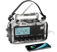 Raynic NOAA Radio 12000mAh/44400mWh Battery Operated Emergency Radio Solar Crank Radio with AM/FM/SW/NOAA, Mobile Phone Charger, Type-C Charging, Torch and SOS Siren