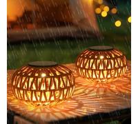 Rayofly 2 Pack Solar Lanterns Outdoor Waterproof, Outdoor Table Lamp Decor, Rattan Solar Lights Decorative, Small Tabletop Lantern Gifts for Mom, Grandma, Solar-Lanterns for Outside for Garden, Steps