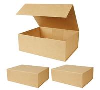 RayofSun Brown Gift Boxes with Magnetic Lids for Presents,13.7x9x4.3 inch Large Rectangle Collapsible Decorative Boxes, Bridesmaid Groomsman Proposal Box for Wedding,Christmas,Birthday(3PCS)