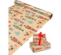 RayofSun Christmas Wrapping Paper,Nutcracker Gift Wrapping Paper Rolls,Vintage Kraft Gift Wrap Paper for People Boys Girls Celebrating Xmas Holiday Party,1PC 17 in x 32 ft Mini Roll