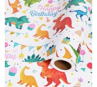 RayofSun Dinosaurs Wrapping Paper Jumbo Roll 30 Inch x 33 Feet, Happy Birthday Wrapping Paper for Boy Kids Girl Dino Lovers, Gift Wrap Paper Dinosaur Parties,Baby Showers,Happy Bday Wrap