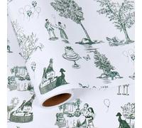 RayofSun Elegant Toile Wrapping Paper Mini Roll Vintage French Garden Party Green Gift Wrap Paper for Birthday Party, Wedding, Bridal Shower 17inx16.5ft