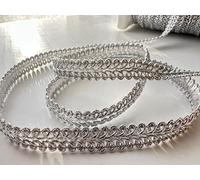 Rayon Braid Cord Textile Trim Home Decor - Pillow Cushion Curtains Edge Trimming Upholstery - 10mm Wide - Any Length - Sold by The Metre - Metallic Silver