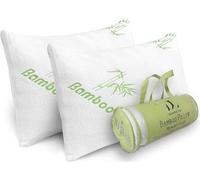 Rayon Derived from Bamboo Pillows Standard Size Set of 2 - Adjustable Shredded Memory Foam for Sleeping - Cooling & Breathable Pillowcase with Zipper - Back, Stomach, Side Sleeper 26x20 Inch